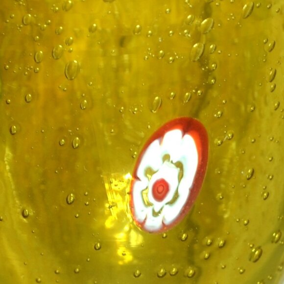 Amber Colored Millefiori Glass Vase Home Accents Decor Flower Arrangements - Picture 6 of 8